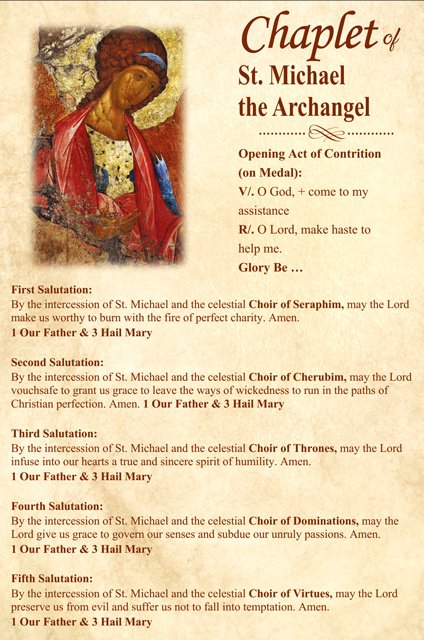 St Michael Chaplet prayer card